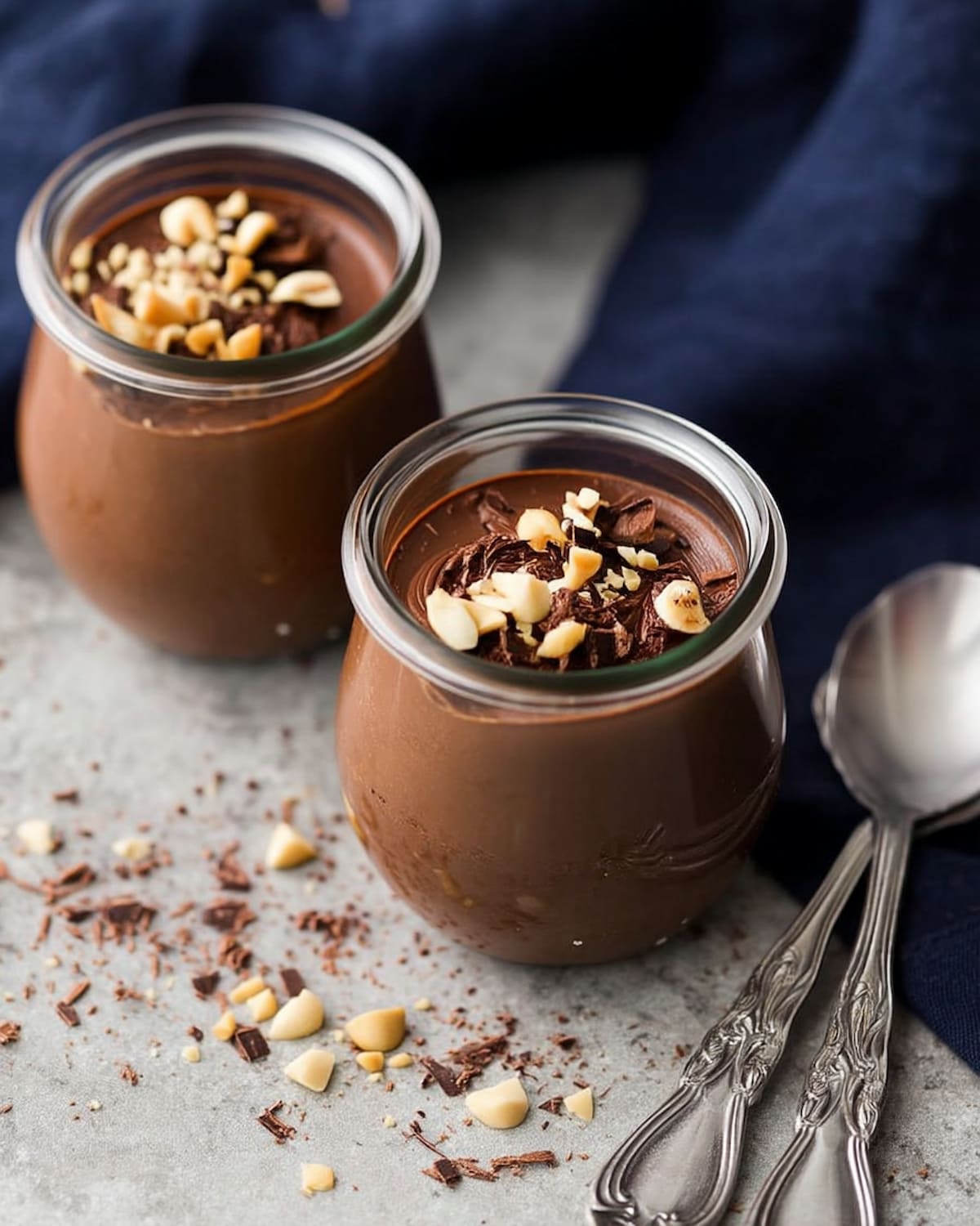 chocolate yogurt in Instant Pot, topped with chopped nuts and chocolate shavings.