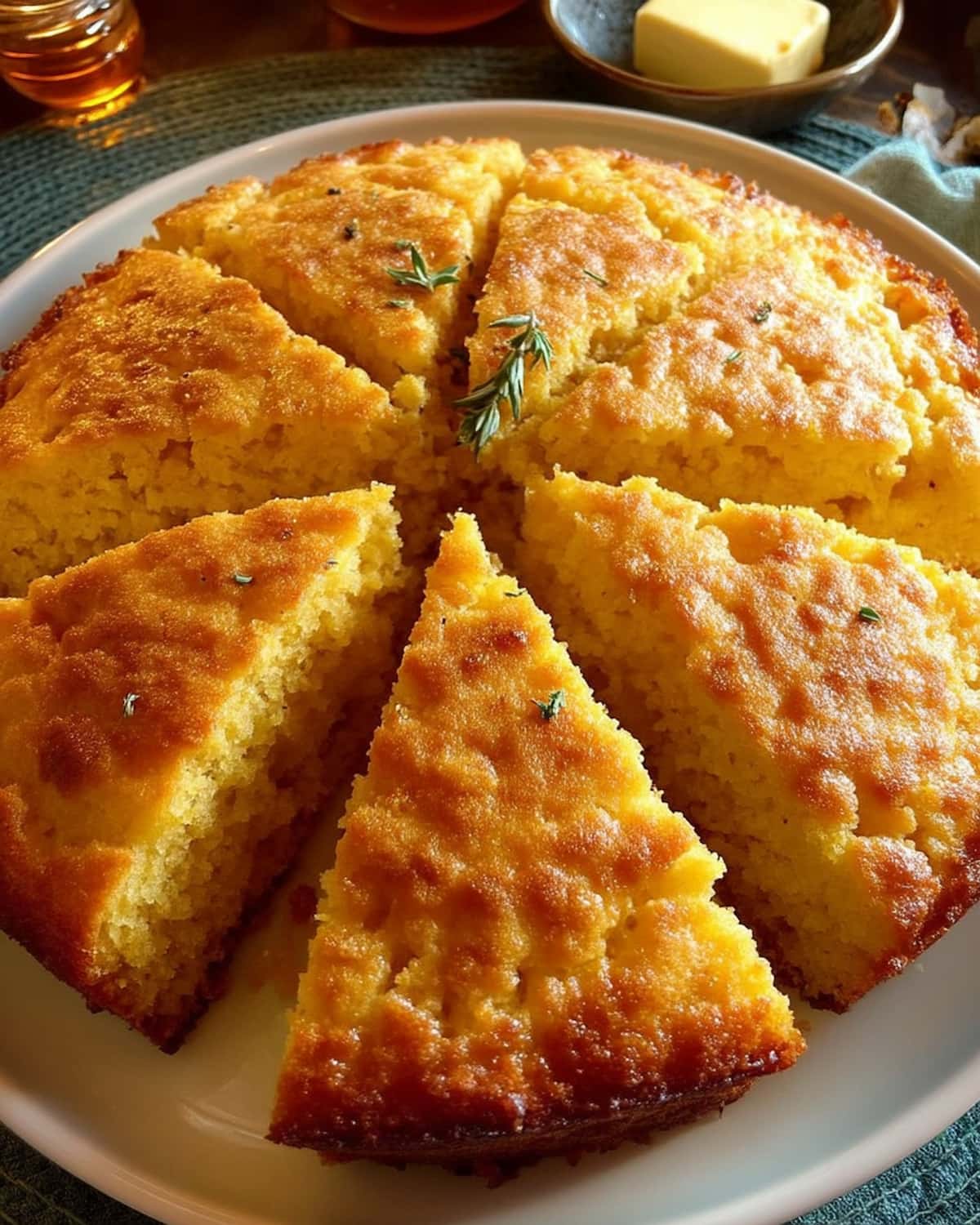 Instant Pot cornbread brownies cut into wedges, with a soft.