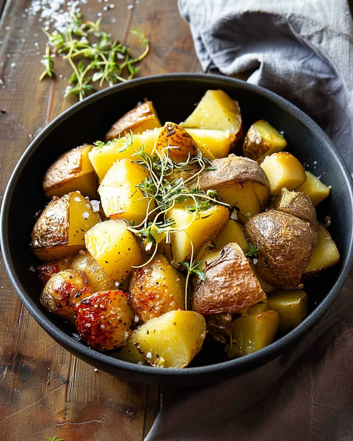 Instant Pot boiled potatoes, lightly seasoned with herbs and sea sal.