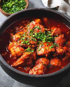 Instant Pot chicken tikka masala with tender chicken pieces in a creamy tomato sauce.