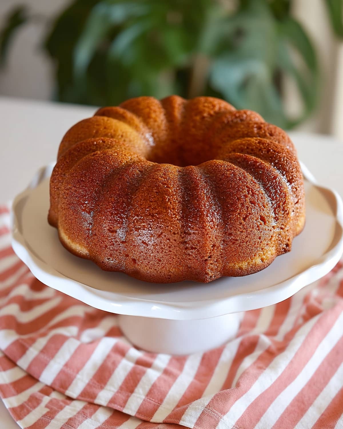 Instant Pot gluten-free banana bread baked in a bundt pan.