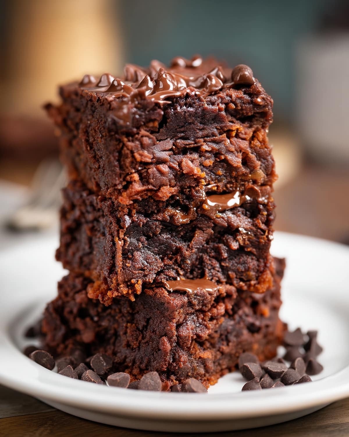 Instant Pot potato brownies with melted chocolate chips.
