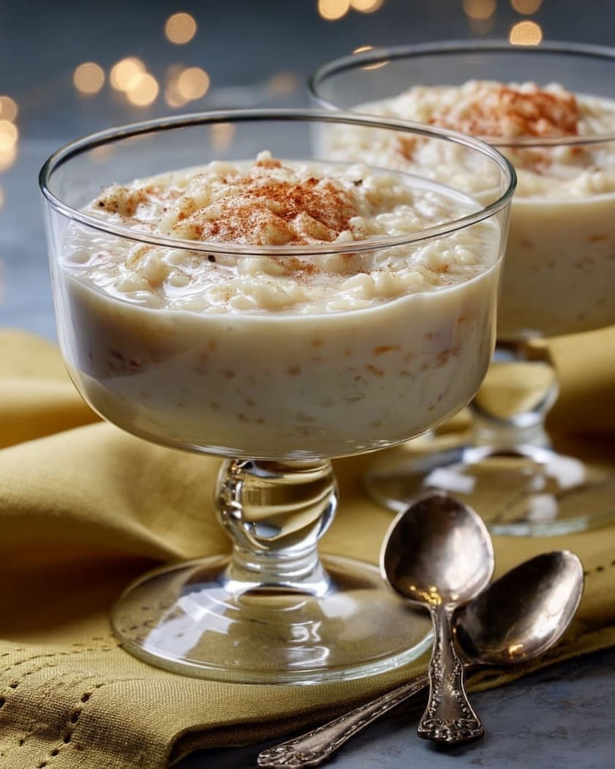Instant Pot rice pudding with coconut milk, topped with a sprinkle of cinnamon.